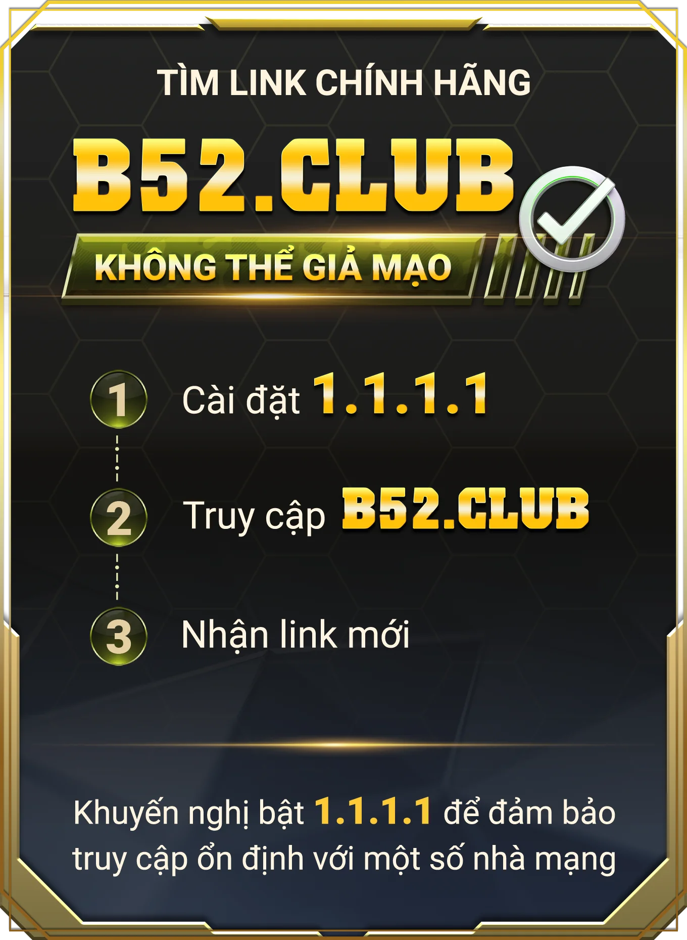 Truy cập B52 bằng 1.1.1.1